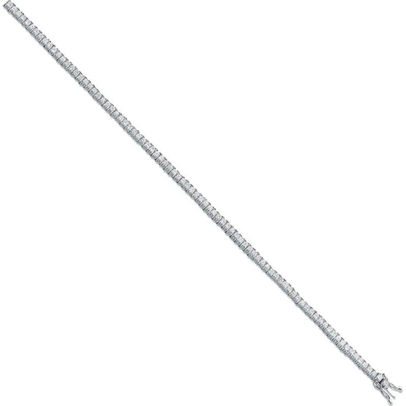18ct White Gold Italian 3.00ct Princess Cut Diamond Bracelet - image 1