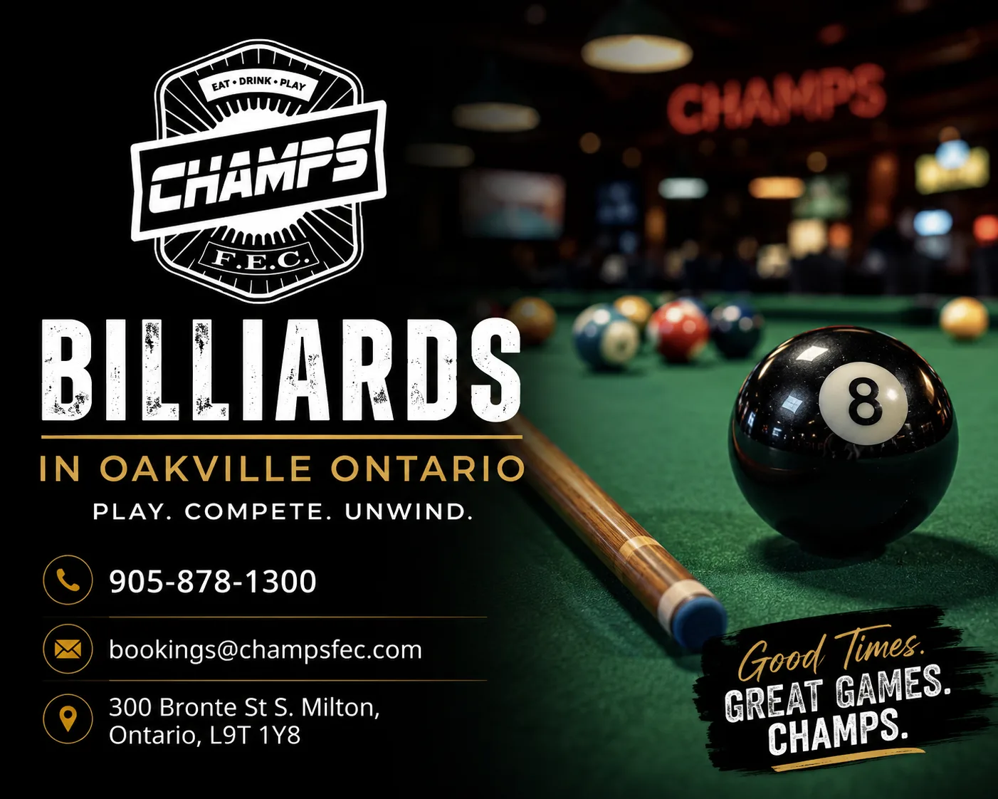Experience the Best Billiards in Oakville Ontario at Champs FEC - image 1
