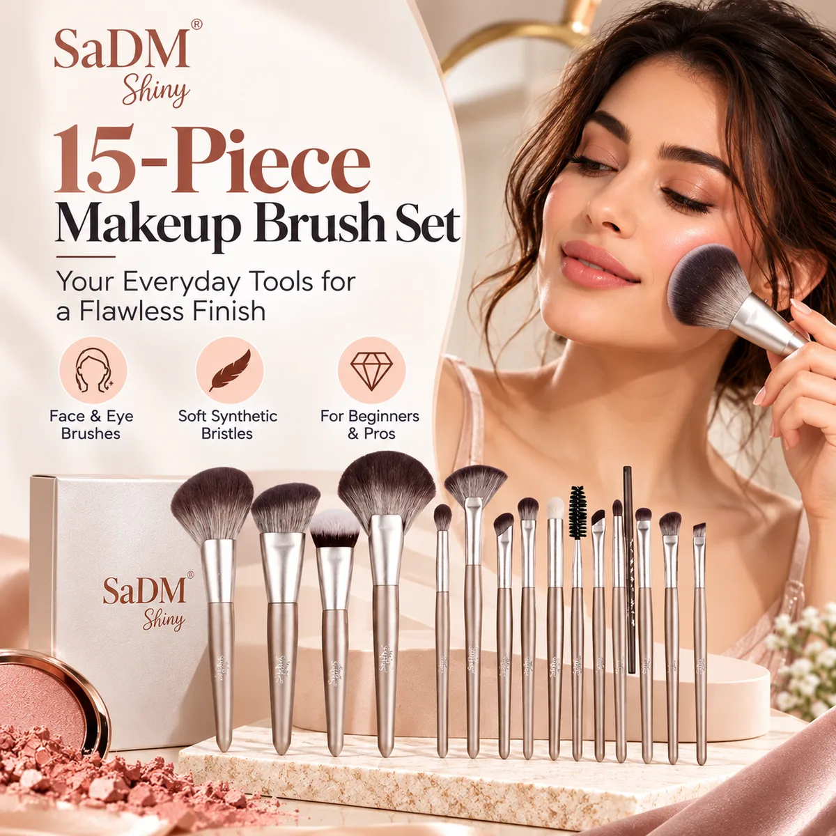 Buy 15-Piece Makeup Brush Set for Flawless Makeup - image 1