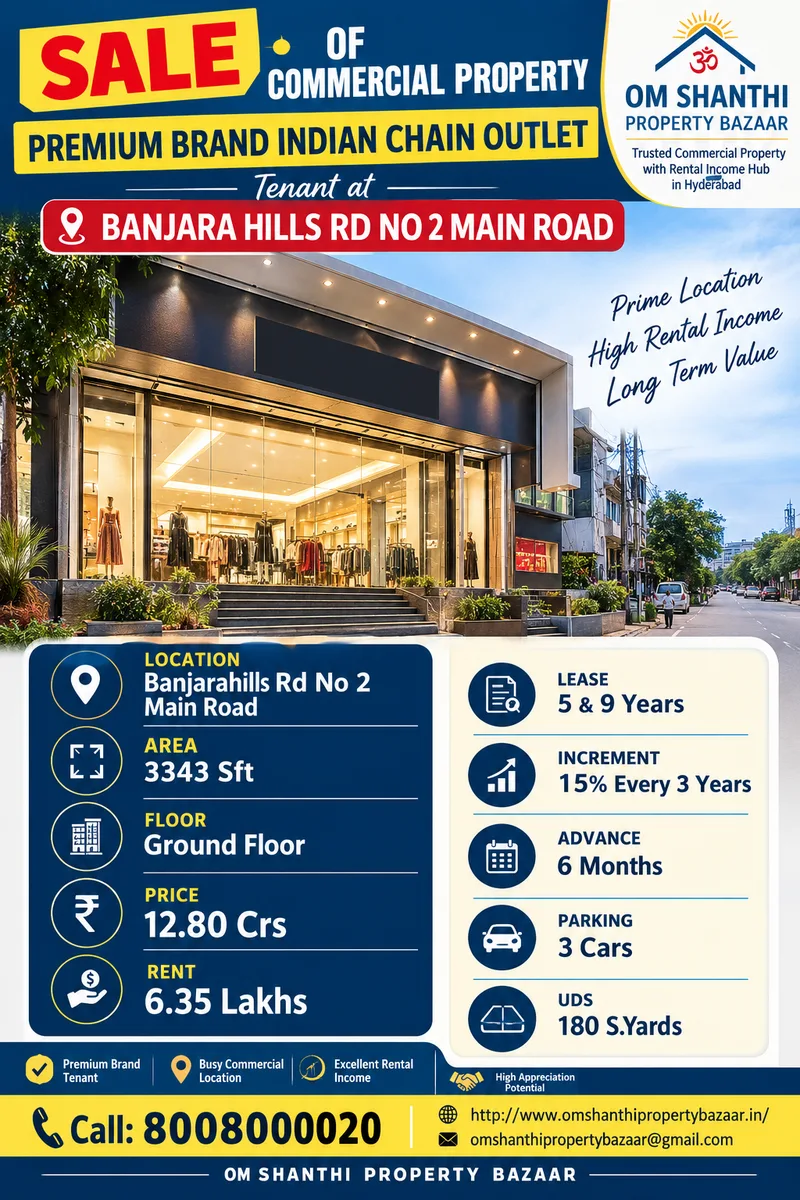 SALE OF COMMERCIAL PROPERTY PREMIUM BRAND INDIAN CHAIN OUTLET TENANT AT BANJARAHILLS ROAD NO:2 - image 1
