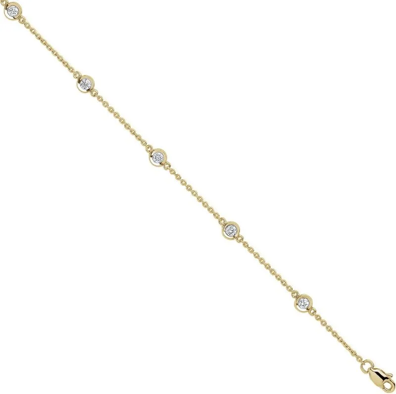 18ct Italian gold 0.4ct diamond by the yard rub over bracelet - image 1