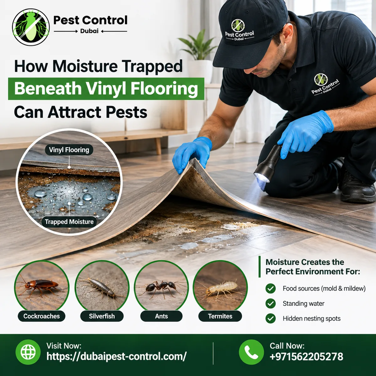 How Moisture Trapped Beneath Vinyl Flooring Can Attract Pests - image 1