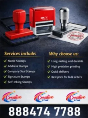 Creative Zone | Pre-ink Rubber stamp | Delivery Within One Hour | Contact | 438 - image 1