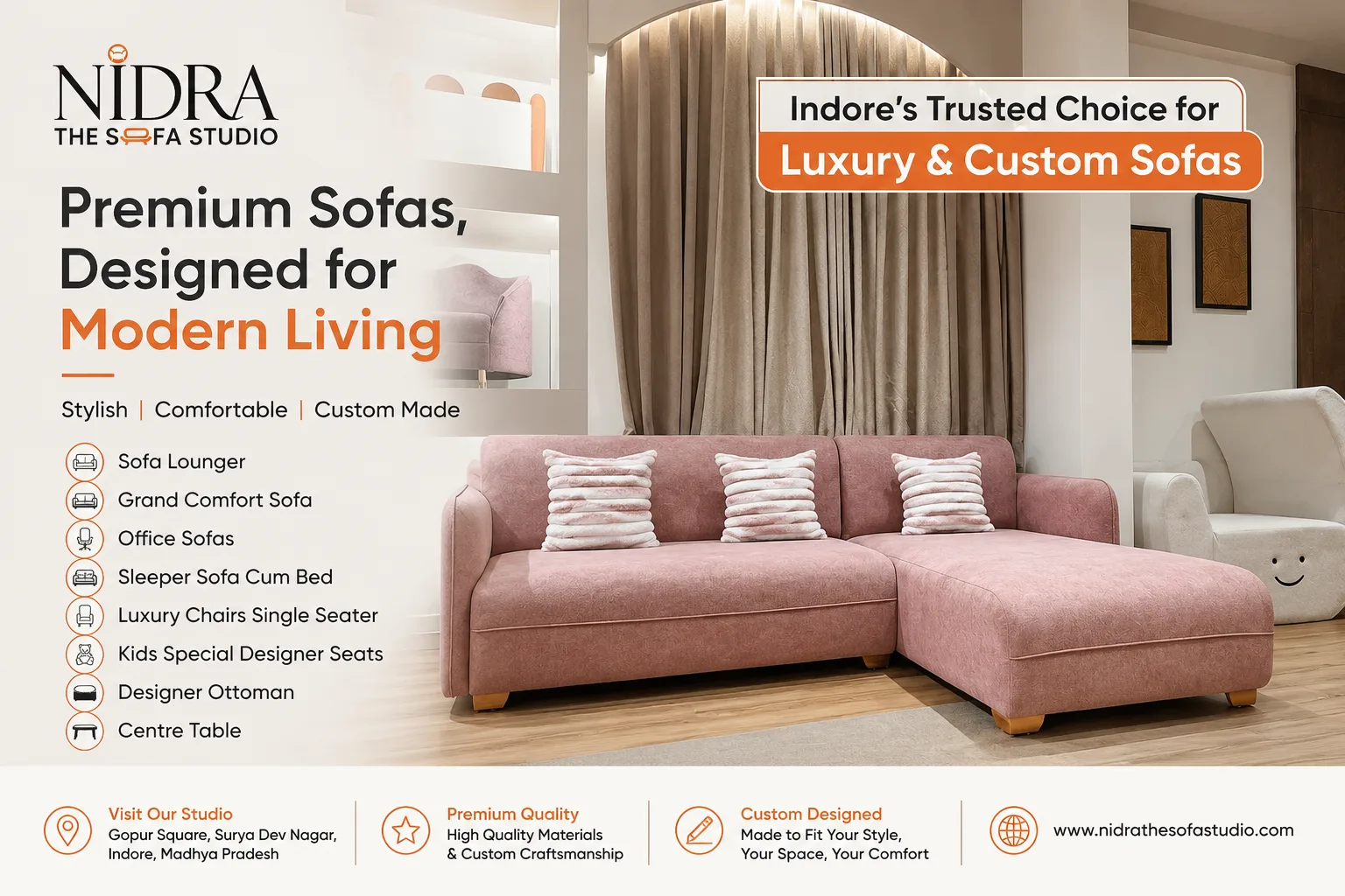Luxury Four Seater Sofa Designs for Spacious Living Rooms in Indore - image 1