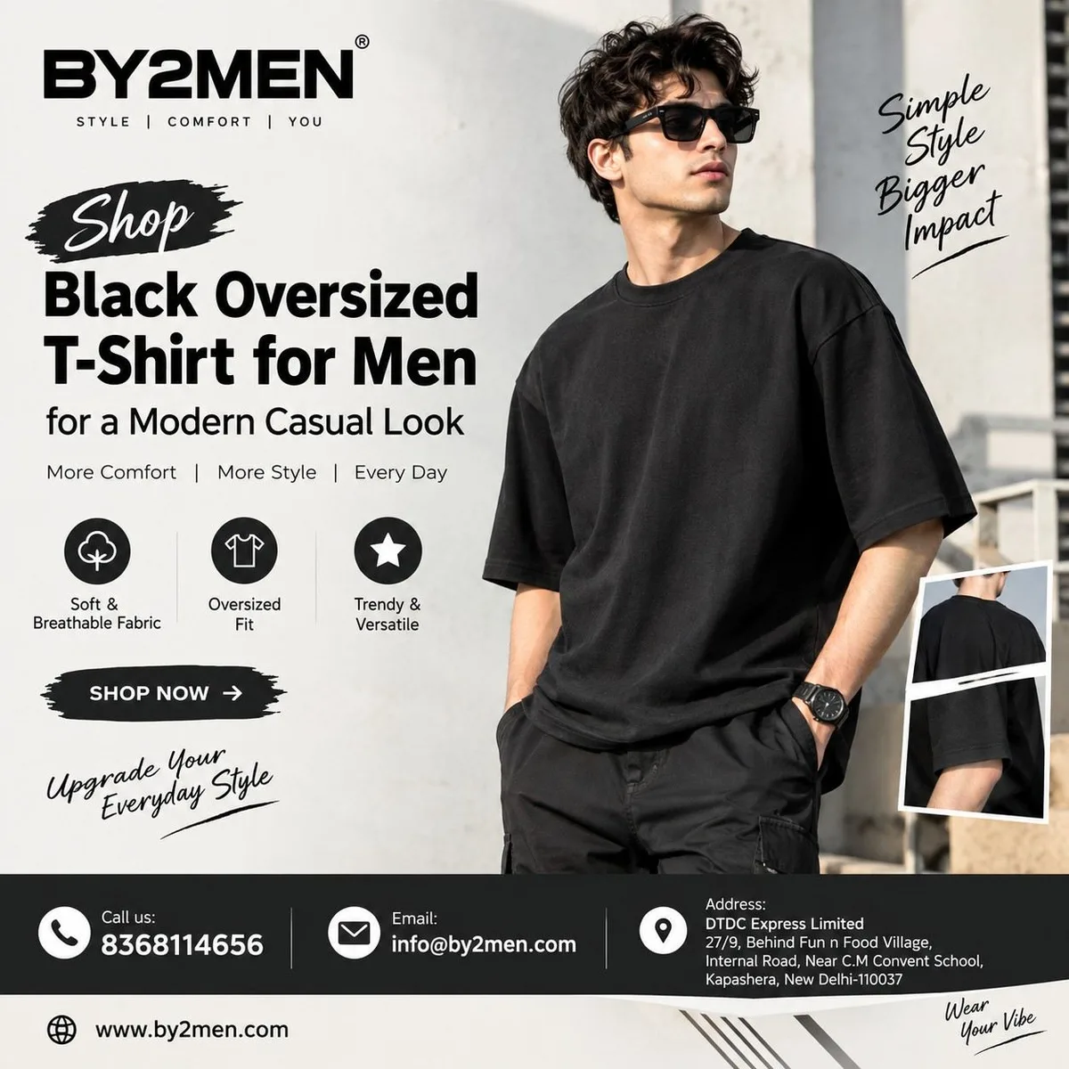 Shop Black Oversized T-Shirt for Men for a Modern Casual Look - image 1