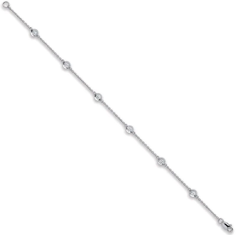 18ct white gold 0.40ct diamond by the yard rub over bracelet - image 1