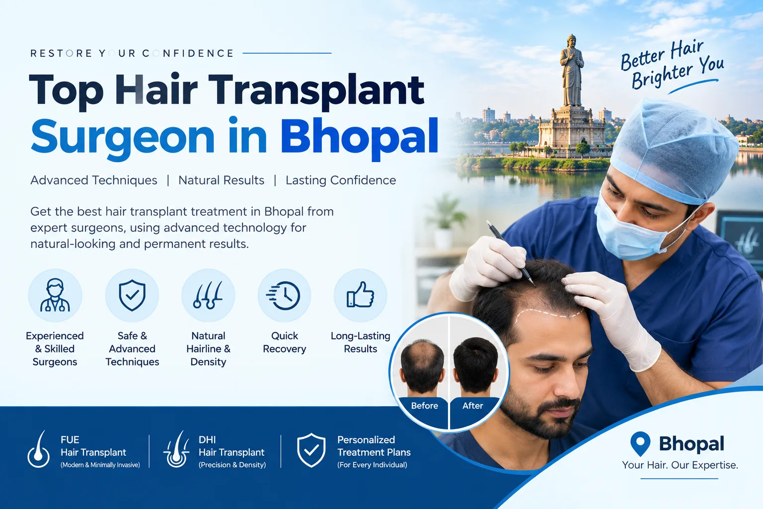 Top Hair Transplant Surgeon in Bhopal for Expert Hair Restoration Solutions - image 1
