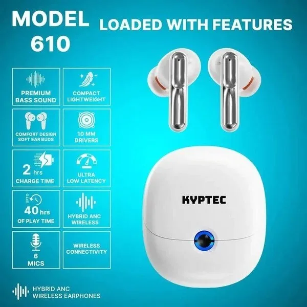 Kyptec LifeStyle® 610 Hybrid ANC Earbuds for Commutes, Voice Calls, Music & Mobile Entertainment - image 1