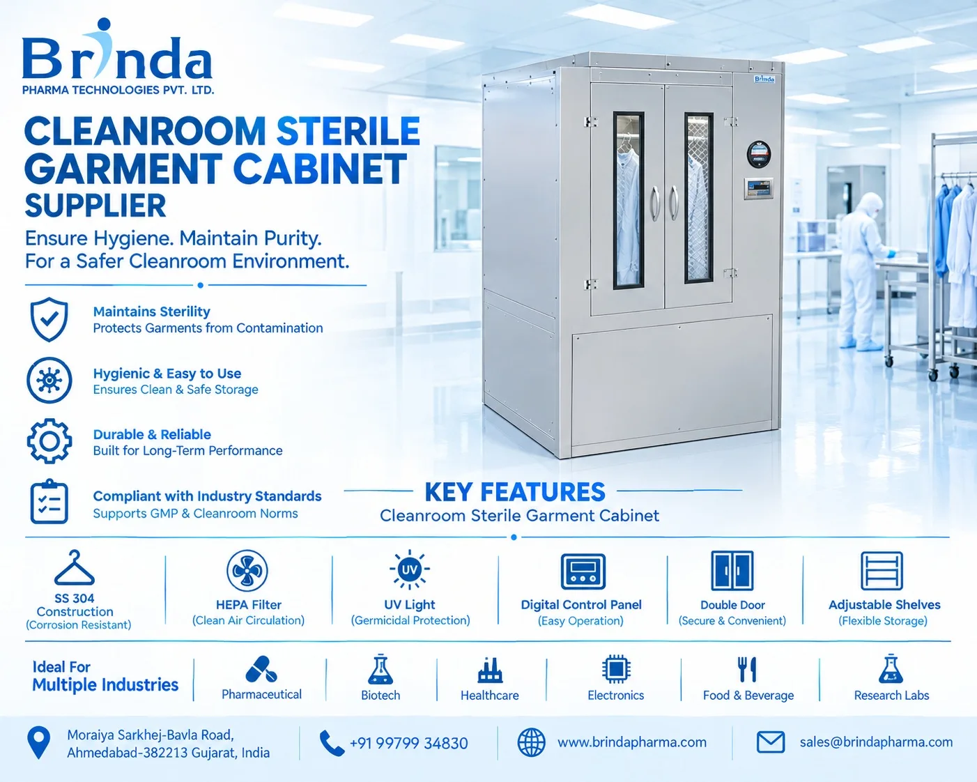 Cleanroom Sterile Garment Cabinet Supplier in India | Brinda Pharma - image 1