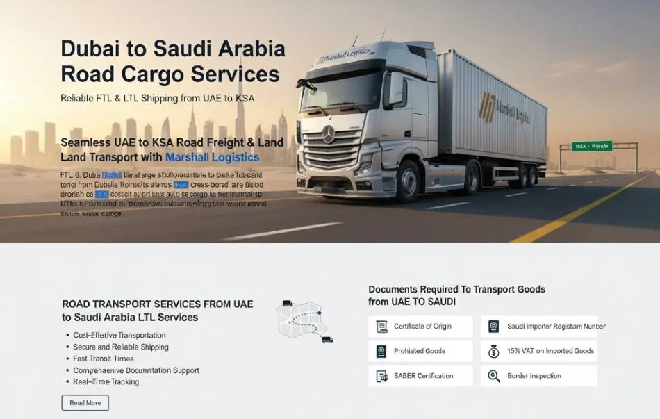 Cargo Services from Dubai to Saudi Arabia | Marshall Logistics - image 1
