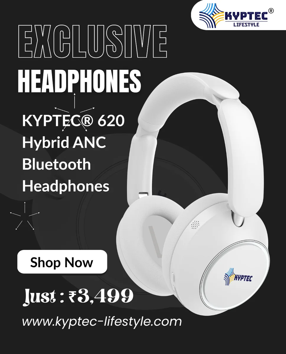 Kyptec LifeStyle® 620 Foldable Hybrid ANC Headphones for Meetings, Streaming & Extended Wireless Use - image 1