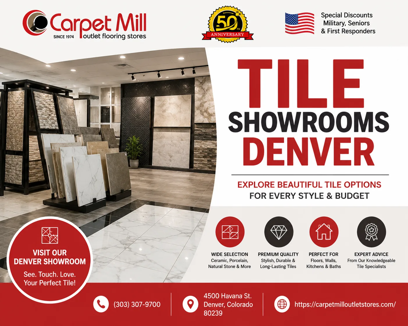 Explore Quality Tile Showrooms Denver at Carpet Mill Outlet Stores - image 1