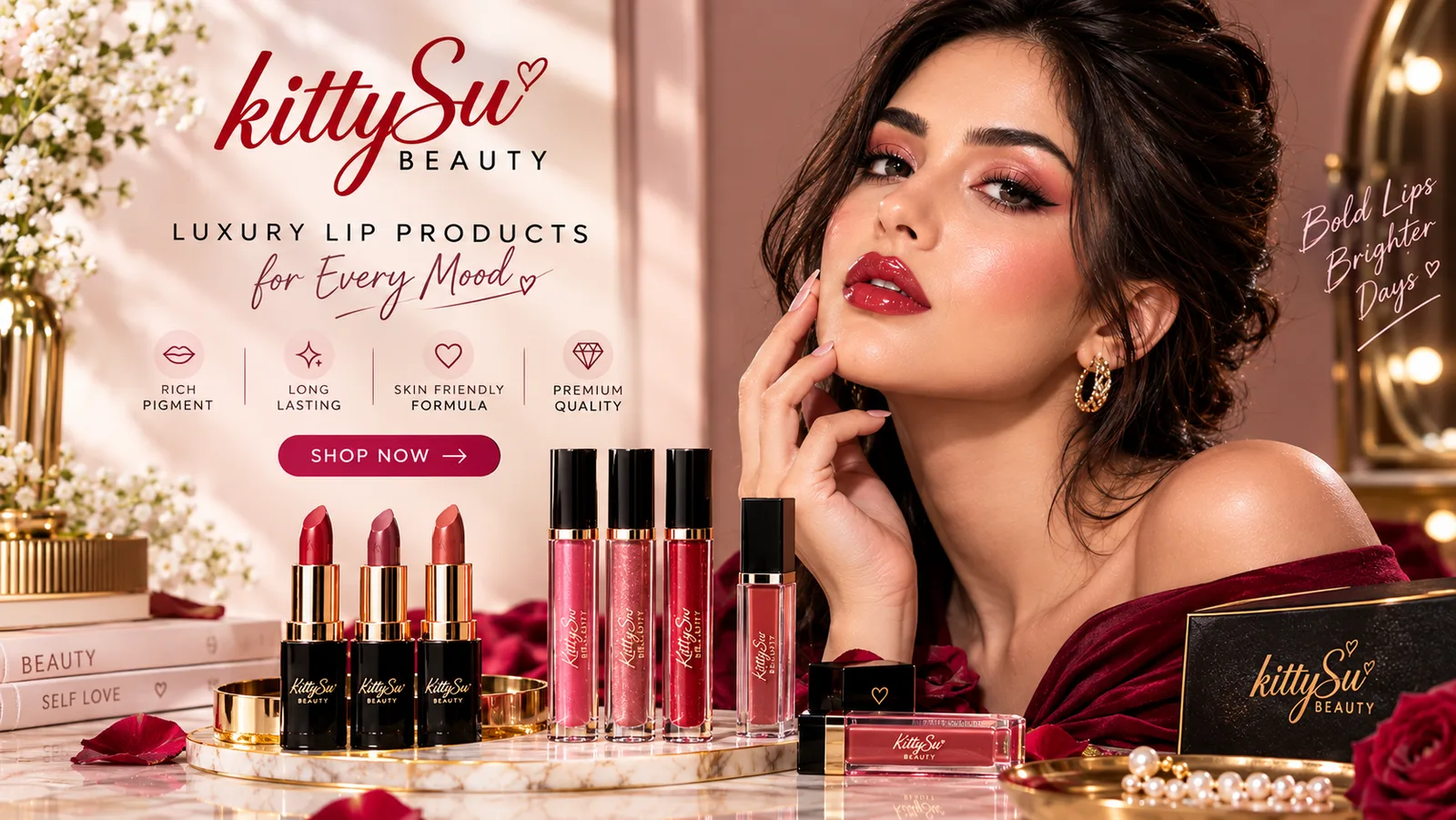 Baddie Lip Combo | Glossy Lip Liner & Gloss Set for Bold, Flawless Lips | Kittysu Beauty - image 1